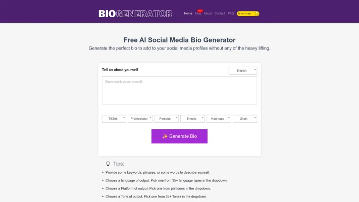 Social Media Bio Generator