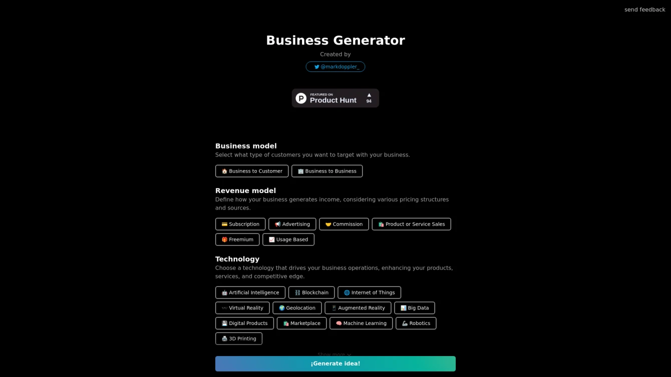 Business Idea Generator AI